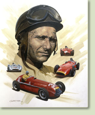 Juan Fangio Portrait - 20"x 24" Canvas Print