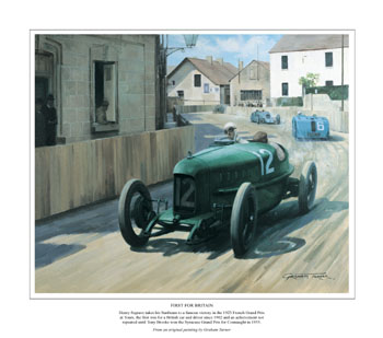 Henry Segrave Sunbeam, 1923 French Grand Prix - Classic racing car art print by Graham Turner