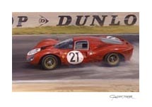 1967 Le Mans, Ferrari P4, Scarfiotti, Parkes - Motorsport Art Print by Graham Turner