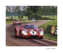 1967 Le Mans, Ford Mk IV, Gurney, Foyt - Motorsport Art Print by Graham Turner