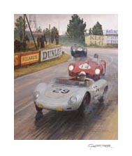1958 Le Mans, Porsche RSK, Behra, Herrmann - Motorsport Art Print by Graham Turner