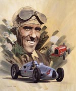 Tazio Nuvolari, Auto Union - Classic racing car art print by Graham Turner