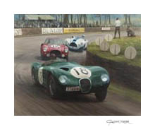 1953 Le Mans, Duncan Hamilton, Jaguar C-type - Motorsport Art Print by Graham Turner