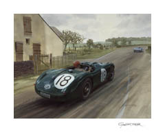 1953 Le Mans, Duncan Hamilton, Jaguar C-type - Motorsport Giclee Print by Graham Turner