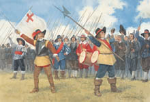 Royalist Infantry at Edgehill, English Civil War - Painting by Graham Turner