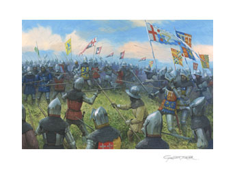 Prince of Wales wounded at the Battle of Shrewsbury, 1403 - print from painting by Graham Turner