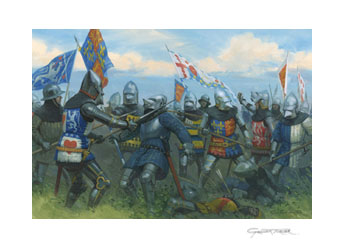 Henry IV at the Battle of Shrewsbury, 1403 - print from painting by Graham Turner