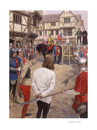 The Consequenses of Defeat; Executions after the Battle of Tewkesbury - print from a painting by Graham Turner