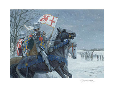 John, Lord Clifford, at Dintingdale before the Battle of Towton - print from a painting by Graham Turner