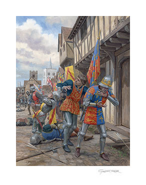 Royal Blood - Print from a painting of Henry VI at the Battle of St. Albans, 1455, by Graham Turner