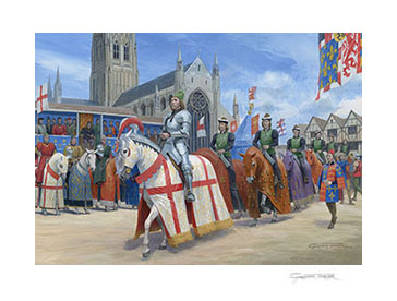 Anthony Woodville, Lord Scales, jousting at Smithfield 1467 - print from a painting by Graham Turner