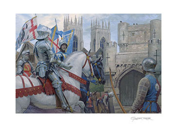 The Assault on Bootham Bar prior to the Battle of Stoke - print from a painting by Graham Turner