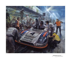1977 Le Mans, Porsche Pitstop - Motorsport Art Print by Michael Turner