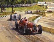 Tazio Nuvolari, Auto Union - Classic racing car art print by Graham Turner
