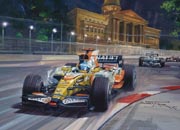 2008 Singapore F1 Grand Prix, Fernando Alonso, Renault - Formula 1 Art Print by Michael Turner