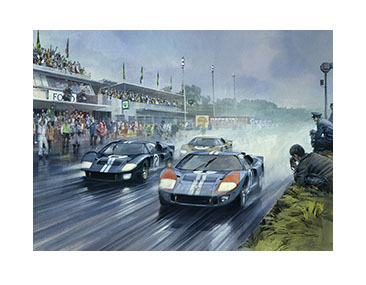 1966 Le Mans finish - Motorsport Art Print by Michael Turner