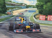2009 Japanese F1 Grand Prix, Sebastian Vettel, Red Bull - Formula 1 Art Print by Michael Turner