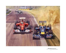 F1 Grand Prix cards from racing car paintings by Michael Turner