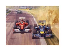 F1 Grand Prix cards from racing car paintings by Michael Turner