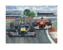 F1 Grand Prix cards from racing car paintings by Michael Turner