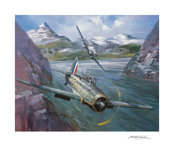 Eric 'Winkle' Brown, Blackburn Skua - Aviation print by Michael Turner