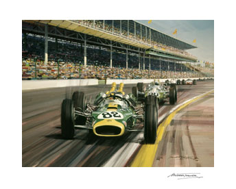 Jim Clark, Lotus, 1965 Indianapolis 500 - print from a painting by Michael Turner