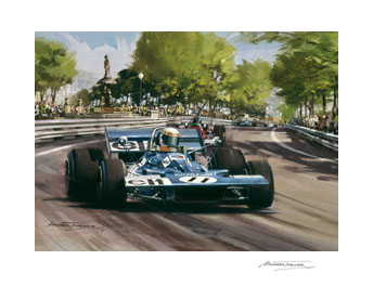Jackie Stewart, 1971 Spanish Grand Prix - print from a painting by Michael Turner