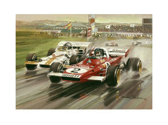 Jacky Ickx, Ferrari, 1971 Dutch Grand Prix - print from a painting by Michael Turner