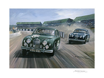 1958 Silverstone Saloon Car Race by Michael Turner - 20"x 17" Giclée Print