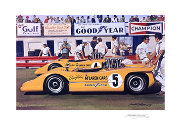 1968 Edmonton Can Am McLarens by Michael Turner - 20"x 17" Giclée Print