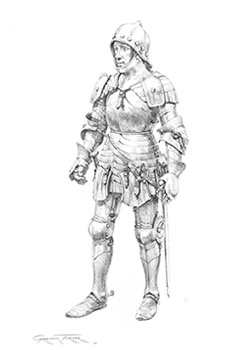 English Armour c.1470 - Original Drawing by Graham Turner