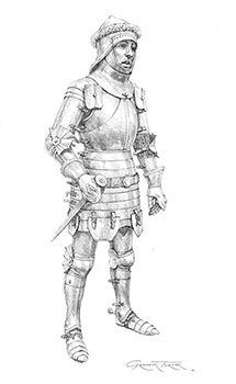 English Armour c.1442 - Original Drawing by Graham Turner