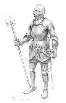 English Knight c.1510 - Original Drawing by Graham Turner