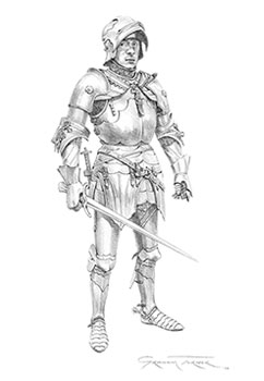 English Knight c.1475 - Original drawing by Graham Turner