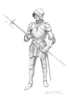 English armour c.1482 - pencil drawing by Graham Turner