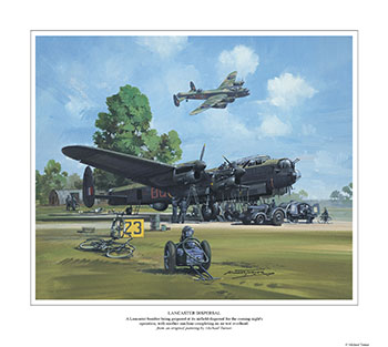 Lancaster Dispersal - WW2 Art print from aviation painting by Michael Turner