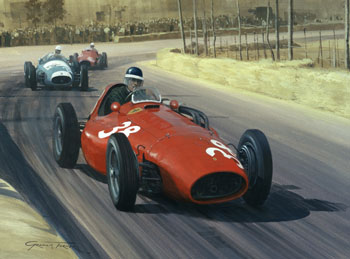 1954 Spanish Grand Prix, Mike Hawthorn, Ferrari - Original Motorsport painting by Graham Turner