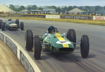 1963 British Grand Prix, Silverstone, Jim Clark, Lotus - Original Motorsport painting by Graham Turner