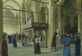 Demonstration in a Cairo Mosque - Original Painting