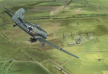 Attacking the Chain Home radar sites - painting by Graham Turner