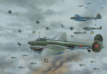 Pe-2 painting by Graham Turner from Osprey Air Campaign book Kursk 1943