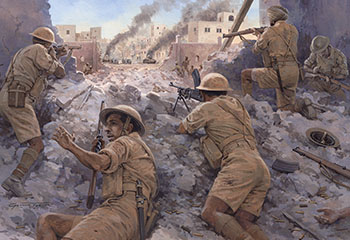 Last Stand at Mezze - Painting by Graham Turner from Osprey book Syria and Lebanon 1941