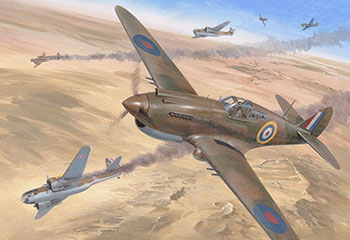 Curtiss P40-B Tomahawks over Palmyra - Painting by Graham Turner from Osprey book Syria and Lebanon 1941