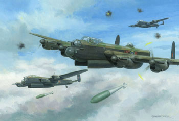 617 Sqn Lancaster Tallboy bombing raid - painting by Graham Turner