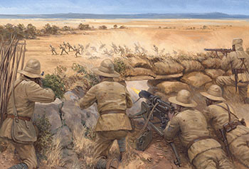 The 25th Royal Fusiliers at Mahiwa - Original painting by Graham Turner from Osprey book The East Africa Campaign 1914-1918