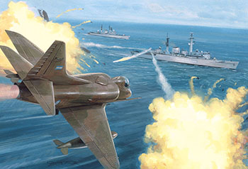 Original painting by Graham Turner from the Osprey book The Falklands Naval Campaign 1982