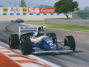 1994 Potuguese Grand Prix, Damon Hill, Williams - Original F1 Motorsport painting by Graham Turner