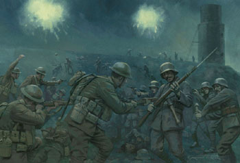 German Counter-Attack at Mont Blanc Ridge, 1918 - Original Painting by Graham Turner