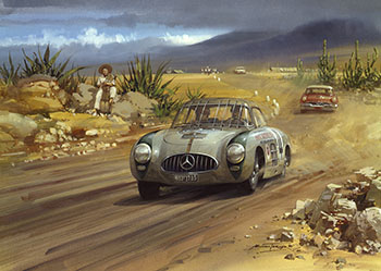 1952 Carrera Panamericana, Kling, Mercedes 300 SL - Original Painting by Michael Turner