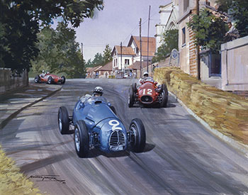 1954 Pau Grand Prix, Behra, Gordini - original painting by Michael Turner